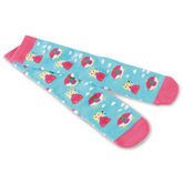 Socks with a playful princess pattern on a white background